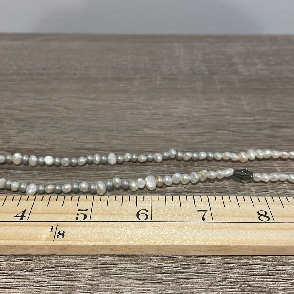 Handmade Fashion Pearls and Smokey Grey Beads Necklace 30 inch - Picture 5 of 7